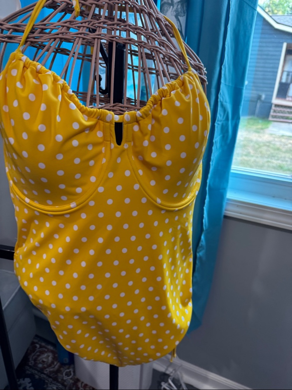 Swimsuits For All Yellow Polka Dot One Piece